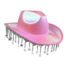 Chapéu de cowboy estilo faroeste, boné de sol, chapéu de festa para Halloween, noivado, apresentação de palco, rosa.