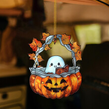 Pendentifs acryliques d'Halloween - Ornements plats 2D à suspendre pour fenêtres, portes, murs, décorations de fête, décorations d'Halloween