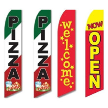 Swooper Flags Pizza Pizzeria Restaurant Welcome Now Open - Italian Flag Colors Red White Green - Grand Opening Advertising Banner Set