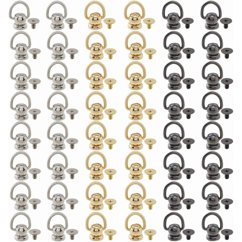 Rivet Studs with D-Ring 48 Sets 3 Colors