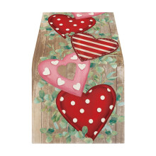 Chemin de table en lin lavable, motif cœurs, idéal pour la Saint-Valentin. Nappe ultra douce, parfaite pour la cuisine, les repas, les fêtes et la