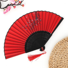 Evantai pliabil antic pentru dans chinezesc, evantai portabil din bambus cu ciucuri și modele decorative - Compatibil cu spectacole culturale și