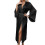 Robe de manga comprida com lapela elegante e cinto para usar em casa. 1