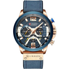 Montre de luxe pour homme, chronographe d'affaires habillé, étanche, bracelet en cuir, montre-bracelet à quartz analogique