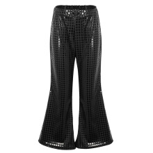 AWZXDE Girls' Black Fishtail Leg Trousers with Round Sequins – Stage Performance Outfit, Party & Carnival Wear, 12-14 Years, Compatible with AWZXDE