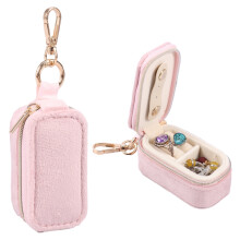 2 mini astucci da viaggio in velluto per gioielli con portachiavi porta anelli, pochette portatile per orecchini/collane – Adatti per matrimoni,