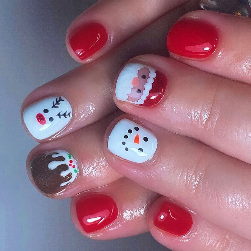 Christmas Snowman False Nails Full Cover Set