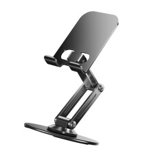 Soporte de aluminio ajustable con rotación de 360, plegable y portátil para teléfonos móviles y tabletas.