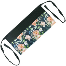 Halfhoge schort, ademende tuinschort, schort met bloemenprint en 3 zakken, serveersterschort, keukenschort voor bakken, koken en tuinieren.