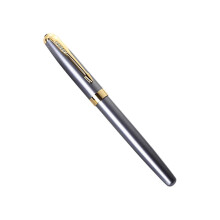 Stylo à bille Sliver Click - Encre noire, pointe moyenne (5 mm), stylo rétractable métallique