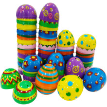 30 Pcs Easter Eggs with Prints, 2.2 Inch Plastic Easter Eggs, 6 Colors Assorted, Easter Party Basket Stuffers, Egg Hunt Supplies