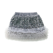 AWZXDE Girls Sequin Skirt Layered Party Dress For Birthday Celebration Tutu Skirt For 3 14Y Grey