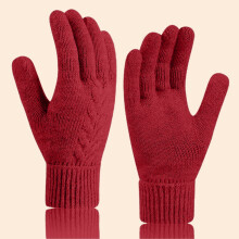 Women's Winter Knit Gloves Fleece-Lined Touchscreen Red