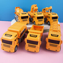 Press & Go Konstruktions-Spielzeug-LKW für Kinder – Gelber ABS-Kunststoff, Schiebe- und Zugmechanismus, für drinnen und draußen geeignet,