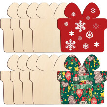 Große 7-Zoll-Weihnachtsornamente aus Holz zum Bemalen, 10 Stück, unbemalte Holzornamente zum Selbermachen für Bastelarbeiten und Hängedekorationen