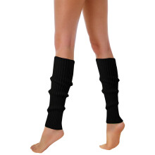 AWZXDE Womens Neon Ribbed Leg Warmers 80s 90s Style Colorful Fluorescent Wool Knitted Sleeves For Party cozy socks Black