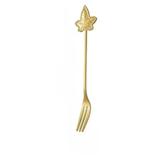 2 cucharas de acero inoxidable con forma de hoja, tenedores creativos con forma de hoja de arce y tenedores para frutas.
