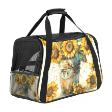 Tragbare Hundetragetasche mit Vintage-Sonnenblumenmotiv & gemütliche Katzentragetasche für Kleintiere, weiche Reisetasche für Welpen