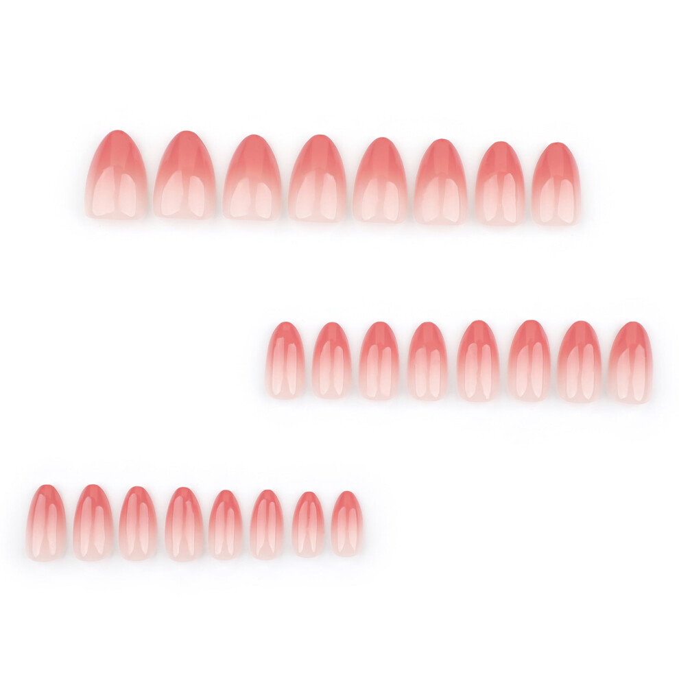 24 Pcs French Tip On Nails Simple False Nails Short Almond Gradients Artificial Nails for Woman