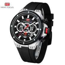 Montre homme sport et mode (chronographe/étanche/lumineuse/calendrier) Bracelet en silicone, mouvement à quartz