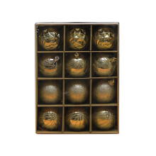 12 Pieces Xmas Tree Pendants Hanging Baubles Elegant Gold 6cm Size for Indoor Home Wreath Garland Decoration