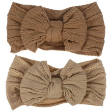 Fascia per capelli da bambina con fiocco, in nylon, regolabile, confezione da 2