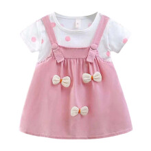 AWZXDE Summer Floral Baby Girls Dress, Short Sleeve Cotton Toddler Dress, Soft Breathable, 0-18M, Lightweight Casual Outfit