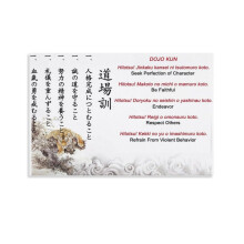 Affiche murale de karaté – Citations de Dojo-Kun et Funakoshi sur toile, compatible avec la décoration de la maison ou du bureau