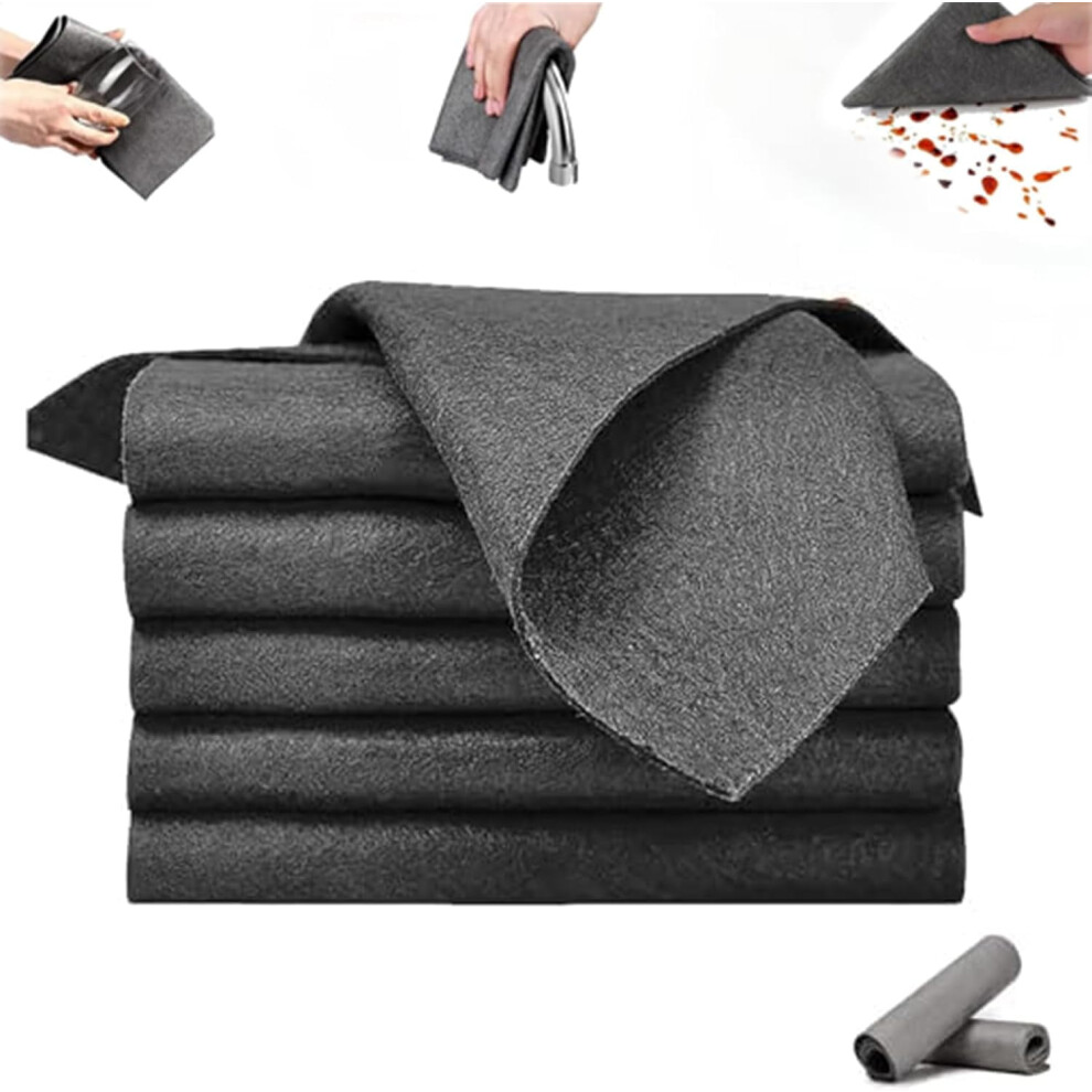 Thickened Reusable Streak-Free Magic Cleaning Cloths, Multipurpose Miracle Rags For Kitchen, Windows, Glass & Cars Gray 9353595609136