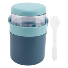 Bocal alimentaire isotherme 2 en 1 étanche avec compartiment à goûter – Acier inoxydable, portable, large ouverture, idéal pour l'école et les