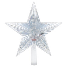 LED Lighted Star Tree Topper, Warm White, Clear 5-Pointed, Plug-in, Compatible with Christmas Trees