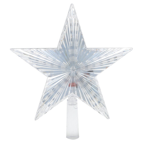 LED Lighted Star Tree Topper, Warm White, Clear 5-Pointed, Plug-in, Compatible with Christmas Trees