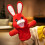 Bunny Hand Puppet with Moving Mouth, Ventriloquist Doll for Interactive Play, Easter Gift for Parent Performance(Red) 1