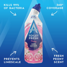 (750 ml (Pack of 1), Peony) Astonish Peony Toilet Fresh Gel, Kills 99.9% of Bacteria, Limescale Prevention, 750ml