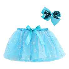 AWZXDE Kids Girls Rainbow Sequin Tutu Skirt For Girls Ballet Dance Party Performance Skirt With Hairband Set Sky Blue