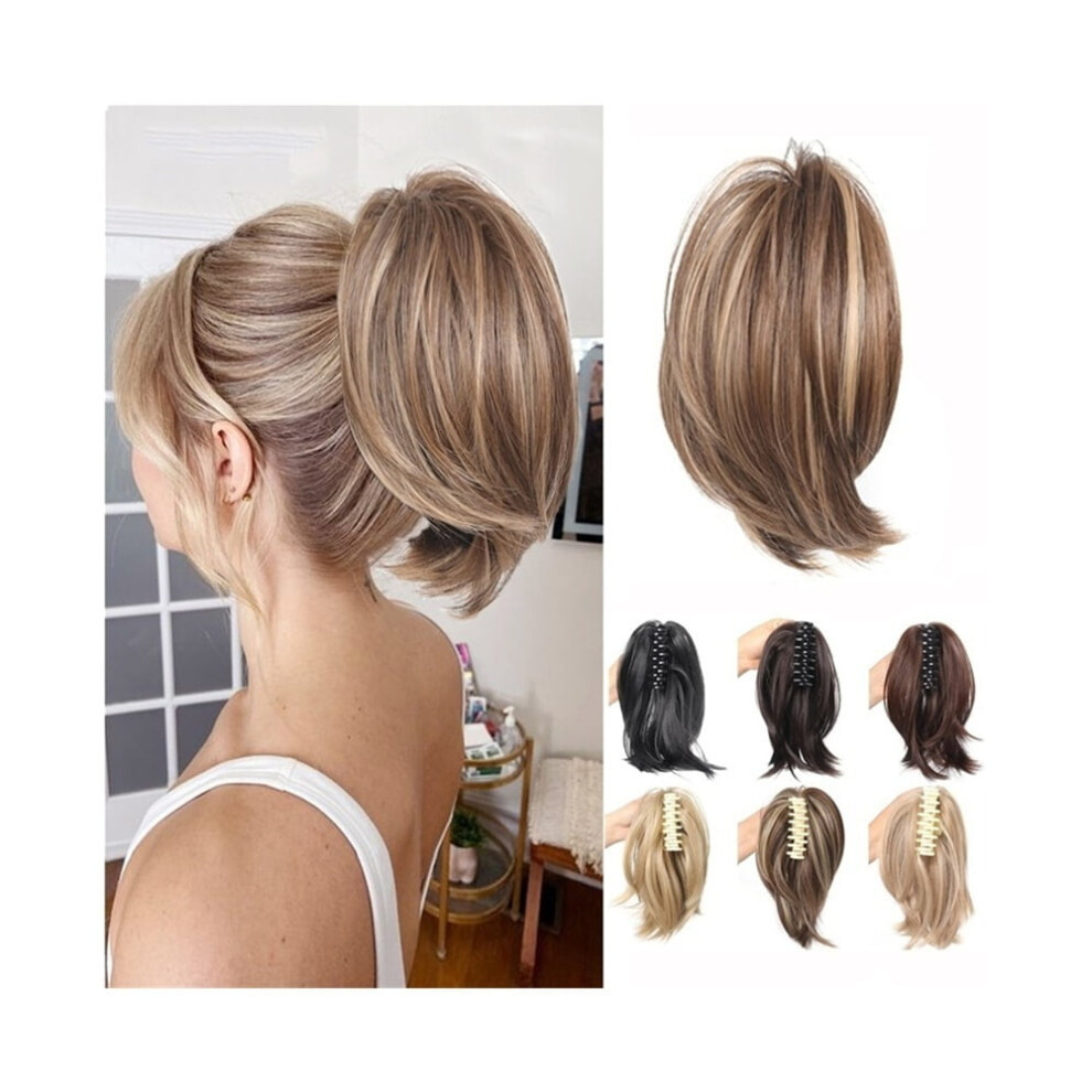 Unisex Synthetic Claw Clip Hair Bun Straight Chignon Clip In Ponytail Hair Extensions