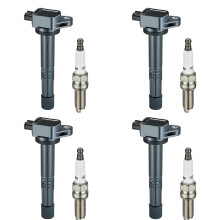 Ignition Coil Pack UF602 + Iridium Spark Plugs 97390 Compatible with Acura ILX, Honda Accord/Civic/CR-V/Crosstour 2.4L L4 – Set of 4
