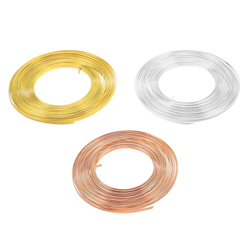 Aluminum Wire Bendable Flat 3 pcs Assorted Colors