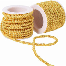 1 Set 2 Rolls 3mm Gold Twine Cord – Polyester, Shiny Satin, Nylon Decorative Rope for Crafts, Sewing, Xmas & Home Decor – Compatible with DIY