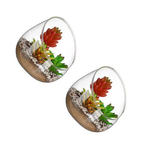 2Pièces Terrarium Globe Transparent Vase Décoration Intérieure