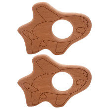 2Pièces Anneaux De Dentition Bois Bébé À