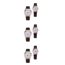6Pièces Quartz Couple Mode Élégance Bracelet Cuir