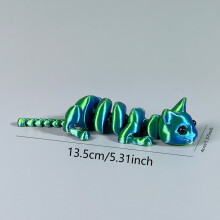 1PC BLUE GREEN 13.5CM 3D printed jointed cat model tail joint action figure gift decoration