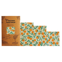 (Yellow fruit 3 pieces set) Beeswax Wraps for Food with Natural Ingredients Plastic-Free Food Storage Wrap Suitable for Fruits Snacks Leftovers