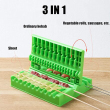 Kebab Maker Press – Portable BBQ Skewer Tool for Outdoor & Kitchen Use (Green), Compatible with Standard Grills