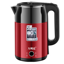 (red) Stainless Steel Portable Fast Kettle Double Core Temperature Controller for Office Tea and Coffee