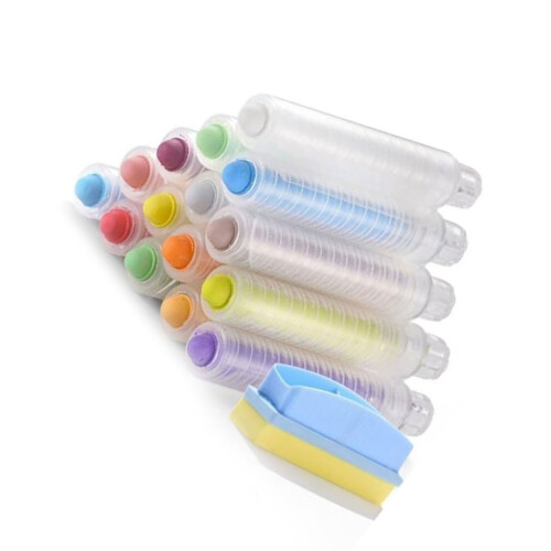 15Pcs Colored Sidewalk Chalk with Chalk Holder Whiteboard Eraser