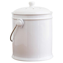 1-Gallon Ceramic Compost Bin with Filter - Kitchen Countertop Food Scrap Container - Dishwasher Safe - Odor Control - Durable & Nontoxic