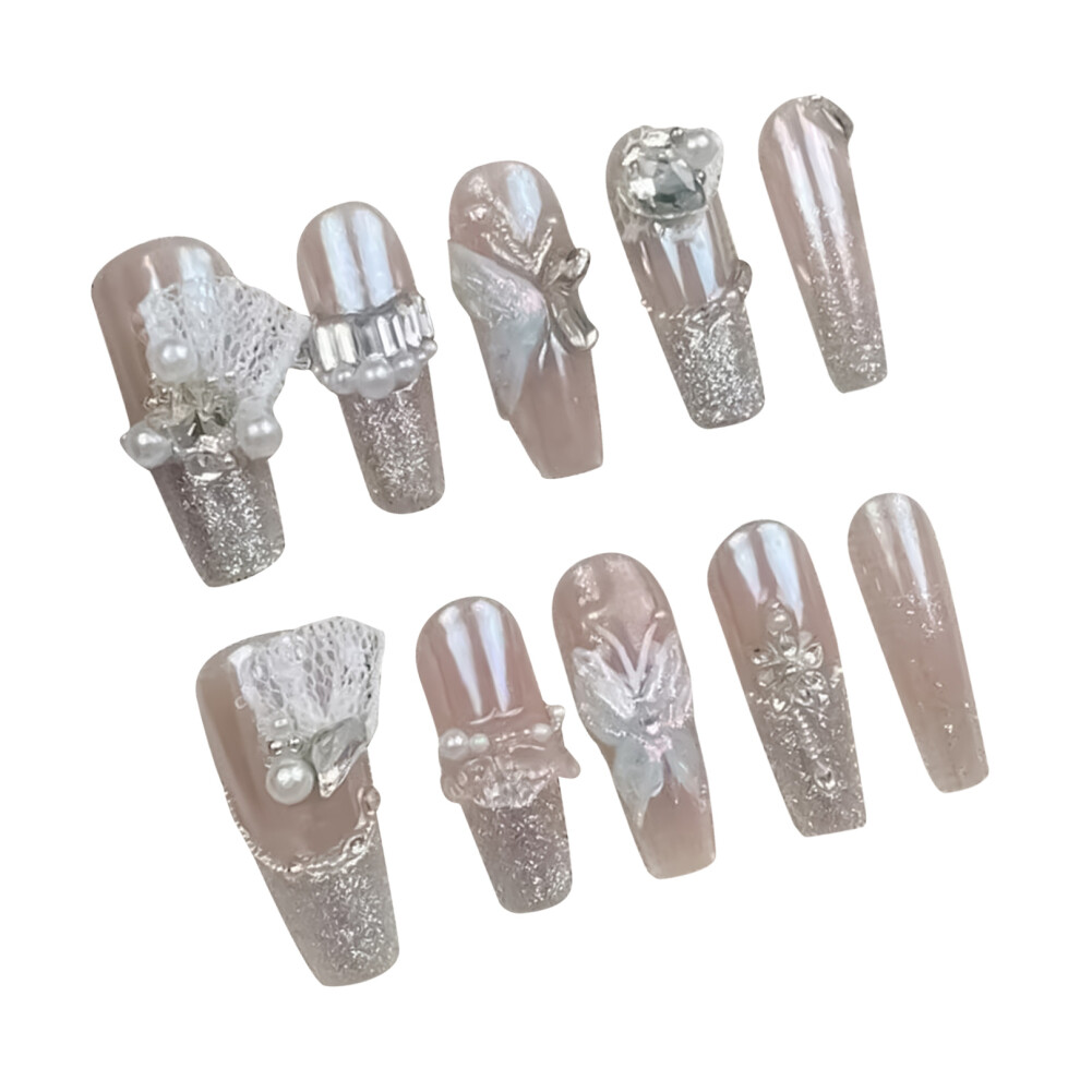 Dachuang Beauty Pink (L) Glitter Press-On Nails, Long Lasting & Flexible