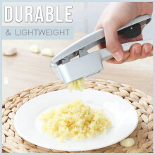2-in-1 Garlic Press & Peeler Set, Aluminum, Built-in Cleaner, Manual Crusher/Mincer for Unpeeled Cloves – Fast & Portable